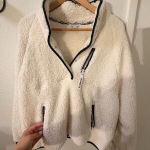 Tommy Hilfiger White Sherpa Jacket with Black Trim